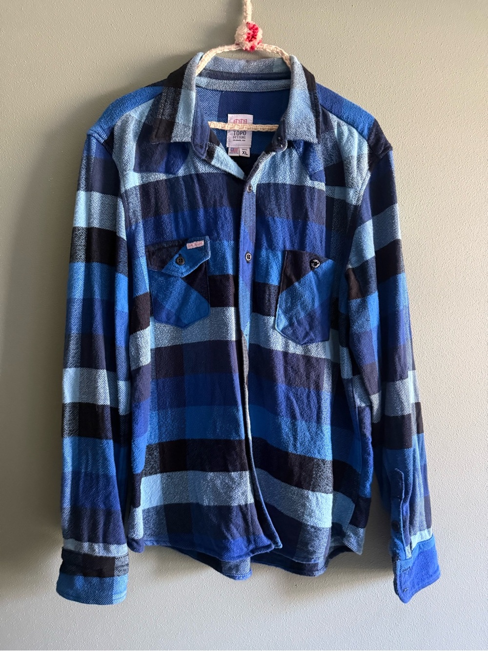 Topo Designs Western Blue Plaid Long-Sleeve Button-Down Shirt Men’s XL